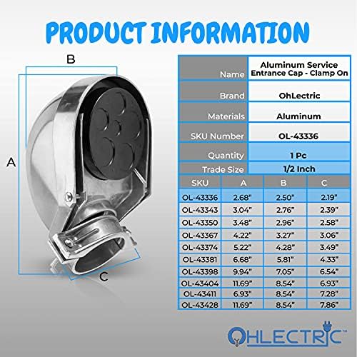 OHLECTRIC ½ inčni servisni ulaz - Liveni aluminijske ulazne glave - Priključite kablove u kutiju ili kućište