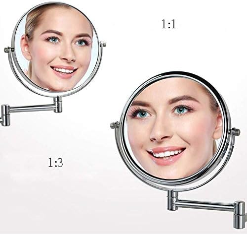 Ogledalo za šminkanje 360°Rotirajuće metalno zidno ogledalo od 7 inča dvostrano Uvećanje 3X sklopivo HD ogledalo
