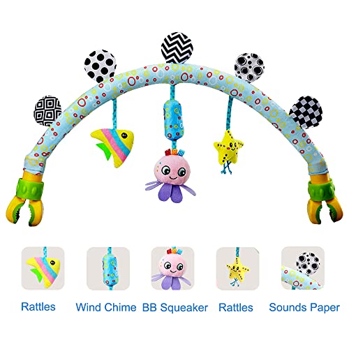 Podesivi bebi putni luk za igru, slatke aktivnosti životinjski luk mobilne igračke za krevetić kolica