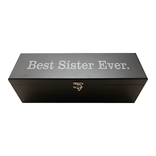 Gravirana vinska kutija Poklon za sestru sa set alatom Bambuo ili Matte crna finiš najbolja sestra