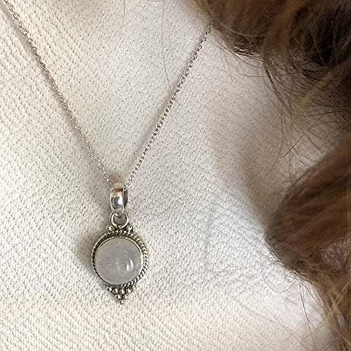 MXVAN dizajn poludragi privjesak od Mjesečevog kamena za žene nakit od cirkona srebrne boje - SV - 46cm