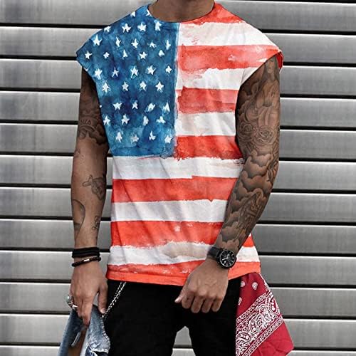 BMISEGM Ljetne majice za muškarce Dan nezavisnosti 3D tiskani muški džemper TANK TOP CAULTES SPORTS