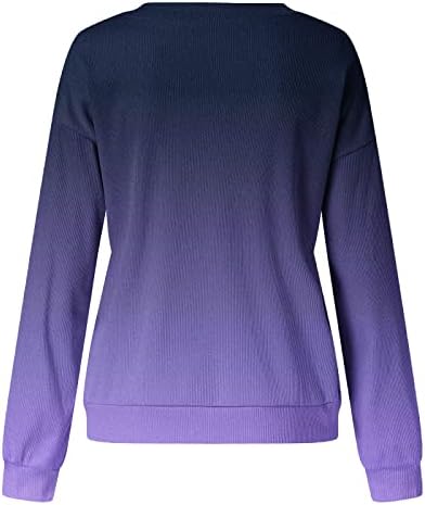 Tie dye dukserica za žene prevelizirani gradijentni rebrasti pleteni džemper Ombre majica s dugim rukavima