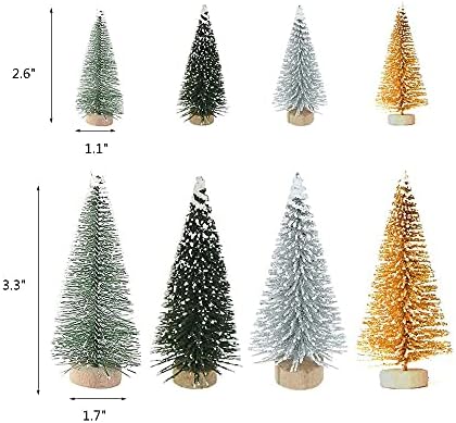 ZMMYULUO minijaturni borovi 8 kom sisal smrznuta božićna stabla snijega prekrivena drvenim bazom božićna
