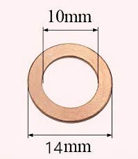 Luoqiufa M10 plosnati Bakarni zaptivni prsten, unutrašnji prečnik 10mm, Spoljni prečnik 14mm,