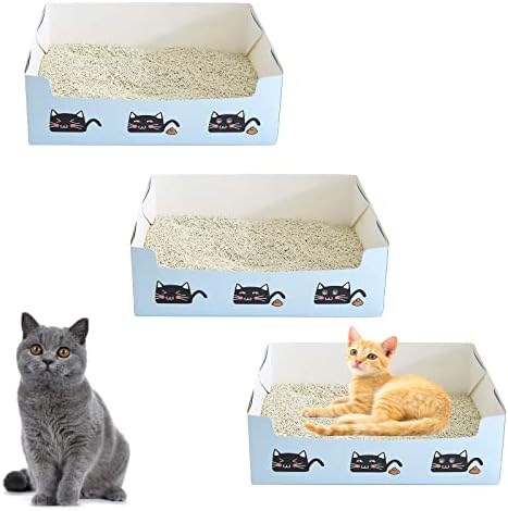 Nuatpetin jednokratna kutija za smeće za unutrašnje mačke na otvorenom, 3 kom sklopive papirne putne kutije