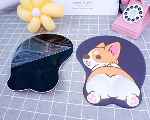 Jastučić za miša s podrškom za ručnu zglobu 3D Corgi Butch MousePad Anime pas ne klizanje silikonska