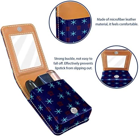 ORYUEKAN Mini torba za šminkanje sa ogledalom, torbica za kvačilo od umjetne kože, crtana tamnoplava kruna