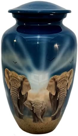 CUERO urne za ljudski pepeo odraslih lijepa spomen sahrana kremacija urna za ljudski pepeo Elephant Family dekorativne urne ženski & muški, za odrasle ljudski pepeo )