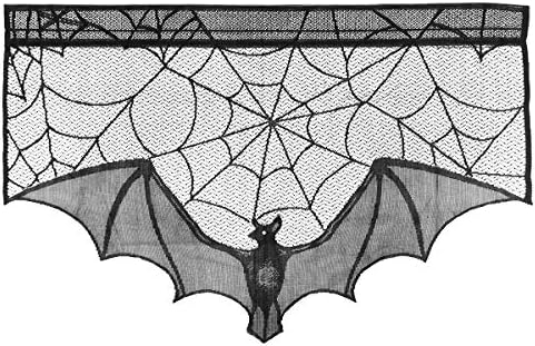 PRETYZOOM Crni dekor Halloween kamin tkanina dekor Bat Spider Web čipkasta peć tkanina za dnevni boravak kamin Party Favor crni šal