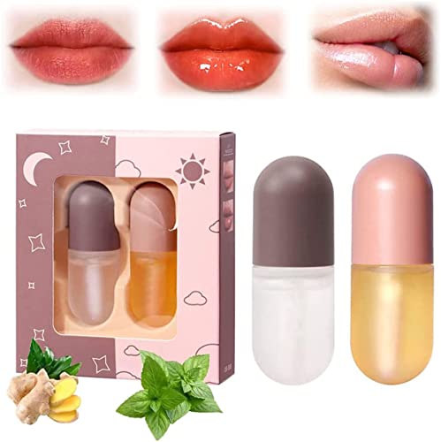 2 kom Lip Plumper,Lip Plumper Set, Day&Nigh Lip Plumping tretmani,prirodni Lip Plumper i Serum za njegu usana,