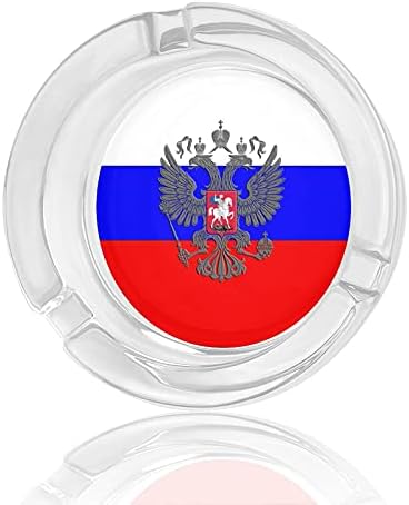 Ruski eagle Emblem zastava moderni okrugli stakleni ležište pepela prijenosni ukrasni cigareti za cigarete