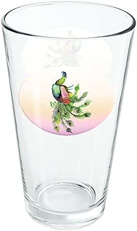 Akvarel Peacock Feathers 16 Oz Pinta Glass, kaljeno staklo, štampani dizajn & savršen Fan poklon / odličan za