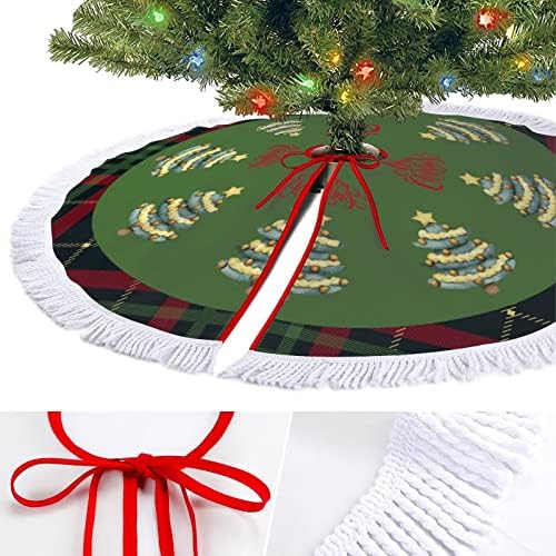 Božićna suknja, božićni plairani božićna prostirka sa tasselom, 30 Gnome Xmas Tree suknje, snježne pahulje bazne mat za odmor u zatvorenom dijelu vanjske dekor zabave Xmas