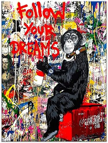 Banksy canvas Wall Art Monkey Street Graffiti Posteri -pratite svoje snove životinjsko platno