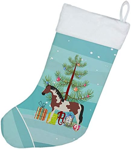 Caroline's bysures BB9274CS Pinto konjski božićni božićni čarapa, teal, kamin Viseće čarape Božićna sezona Dekor
