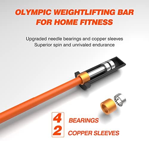 IFAST olimpijski barbell bar 4FT Solid Chrome Barbell sa ležajem, 7,2ft kuće Teretana 2 Traka za dizanje