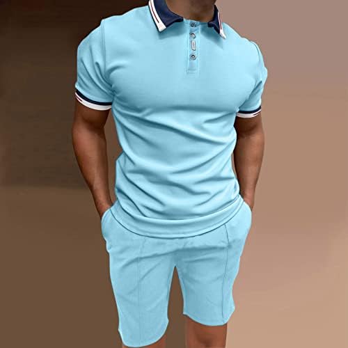 Muška košulja i kratke hlače postavljaju 2 komada odjeća za gumb Up kratki rukav TrackSuits Slim Fit