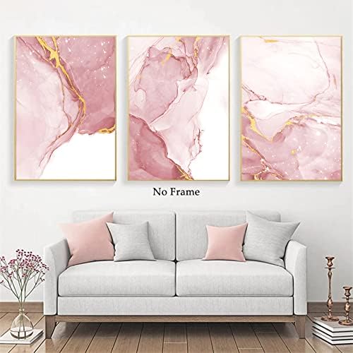 Pink Marble Wall Art Pink i Gold Painting moderni mramorni zid Art Pink apstraktne slike zlatna