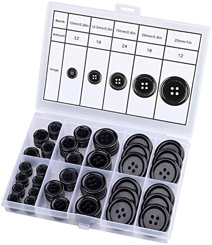 100 kom premium miješane šipke za šivanje, samo za obrtni tasteri sa 4 rupe, 5 veličina crnih gumba pogodnih za