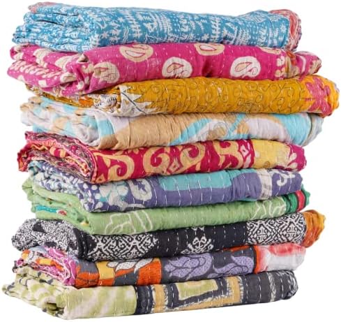 Krati izvoz Vintage Kantha Quilts Handmade Old Saree izrađen je Gudari Boho posteljina bacajte prekrivač