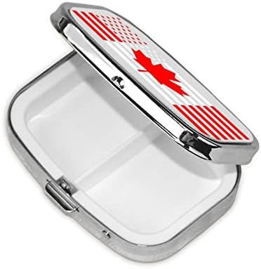 Kvadratna Mini kutija za pilule za zastavu SAD Kanade, prenosiva kompaktna futrola za pilule sa ogledalom