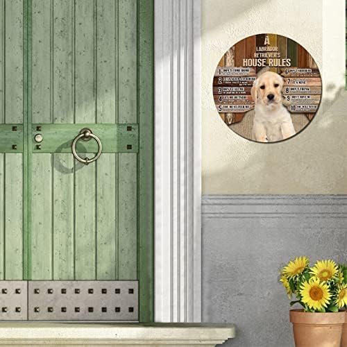 Funny okrugli metalni potpisuju pseći kućni pravila klasična vijenca potpisuje vješalica za pse za pse vintage cafe bar natpise retro metala umjetnicki otisci za prvenstvene prste za vrata 9 inča