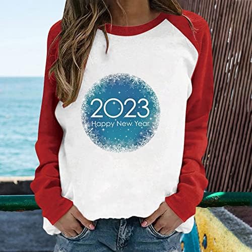 2023 pulover s ramenima za žene za žene modni blok za bluze u boji Crewneck dugih rukava majice Grafički