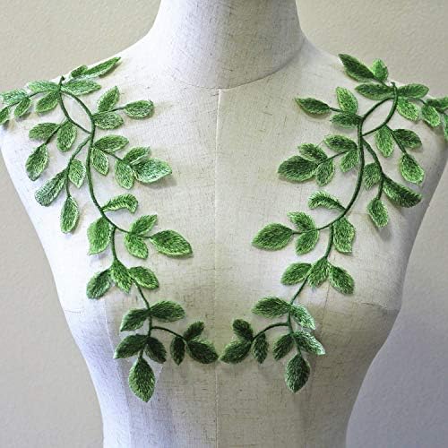 Green čipka motiv Šumskih listova šivati ​​aplikaciju za vez za vez od kostime za obrtni zastori 1 par