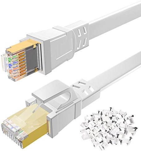 DEEGO Cat 8 Ethernet kabl, 30 FT brzi LAN kabl, zaštićeni ravni mrežni kabl 40Gbps 2000MHz u/FTP 30AWG sa pozlaćenim