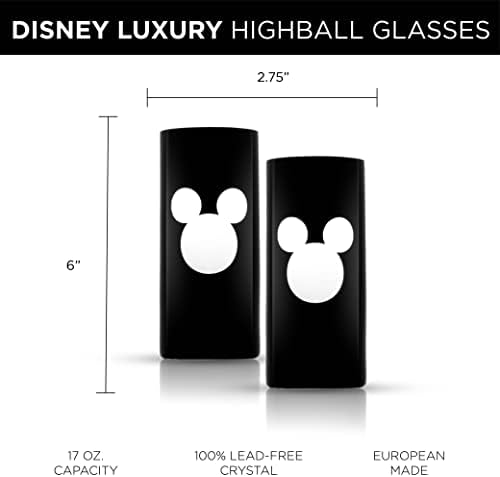 JoyJolt Disney Luxury Mickey Mouse Highball naočare Set 2 Evropska Crystal Bar naočare, koktel