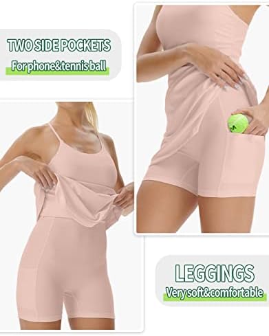 Nuveti ženska teniska haljina, 2-in-1 Golf vješanja za golf Golf vježba haljina sa džepovima