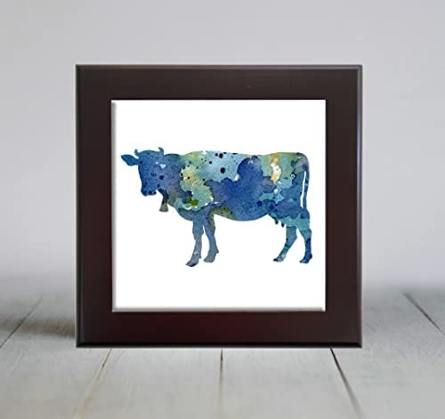 Plava Apstraktna Krava Akvarelna Umjetnost Dekorativna Pločica