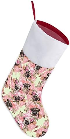 PUGS se skrivaju u vrtu Božićne čarape Xmas Tree Kamin Viseće čarape sa kratkim ukrasom plišanog