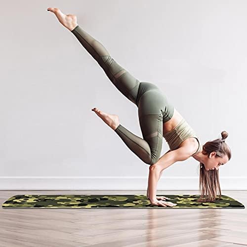 Debela neklizajuća Vježba & amp; fitnes 1/4 prostirka za jogu sa Camo lobanjom zelenim printom za Yoga Pilates