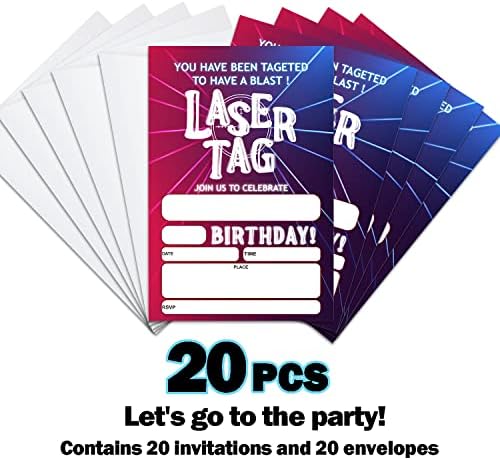 Pozivi za rođendan Haipino Laser TAG, Neon Glow Party Invitacije za dječake Dječje djece, Laser Tag Inventions,