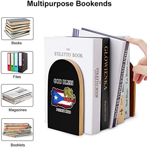 PR Portoriko Frog Flag dekorativni držači za knjige za police 1 par knjiga završava Neklizajući kancelarijski