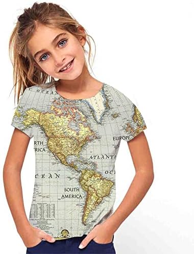 FiveEarl Kids Print 3D Karta Svijeta smiješni grafički uzorak Tees majice za mlade dječake djevojčice