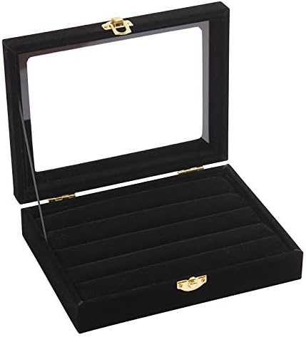 Uqiangy Ring Box Tray Storage Glass Holder Velvet Case naušnica nakit Organizator Display Housekeeping