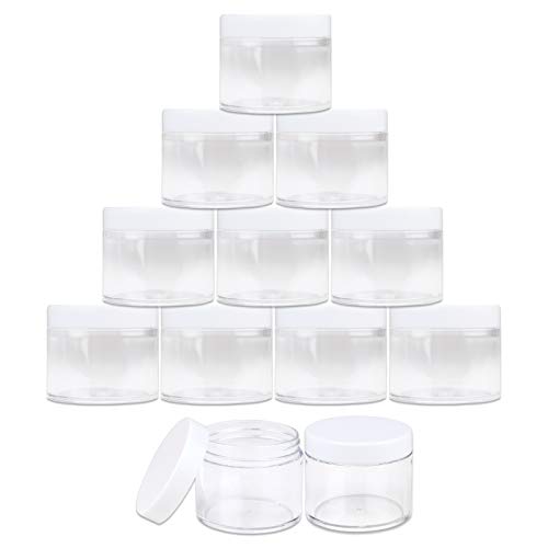 BeautiCom® 2 oz./ 60 grama / 60 ml Zidni okrugli čisti plastični posuda za curenje sa bijelim poklopcima