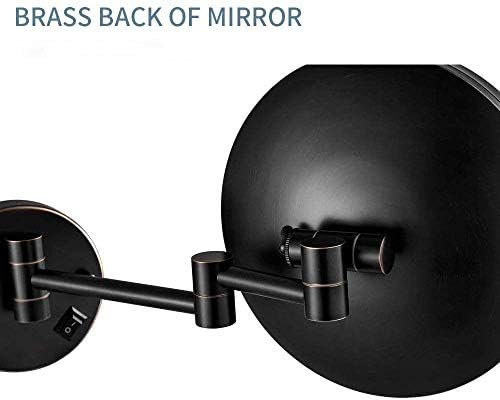 LARRO ogledalo za šminkanje zidno 10x, okruglo ogledalo za šminkanje, rotirajuće za 180° prenosivo-za