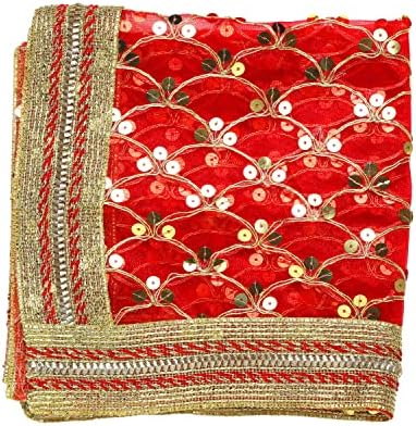 Aditri kreacija crvena dekorativna krpa Pooja asaan mat pozadina velika mreža Chunari Puja