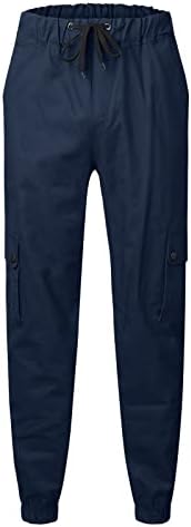 Miashui Tech Muške hlače Muške modne slobodno vrijeme Sports Solid Color Pocket Tie Kombinezone hlače