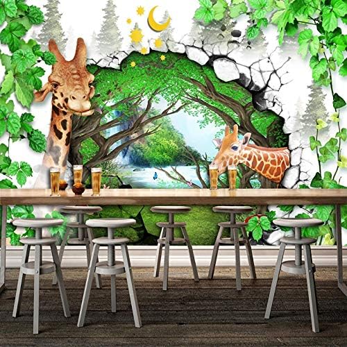 HGFHGD Mural 3D Crtani foretni žirafki životinjski poster Photo pozadina za dječju sobu dnevni