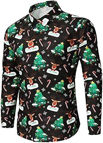Wocachi 2022 muški božićni gumb dolje košulje sa nagibom rublja casual majica Xmas Party Costumes ugrađena