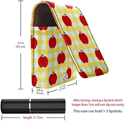 ORYUEKAN Mini torba za šminkanje sa ogledalom, torbica za kvačilo od umjetne kože, karirani uzorak voća iz crtića