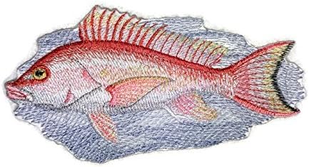 Priroda Bounty prekrasne porijeklom ribe portreti [crvena snapper riba] vezeno željezo na / sew flaster [6.5 x3.5]