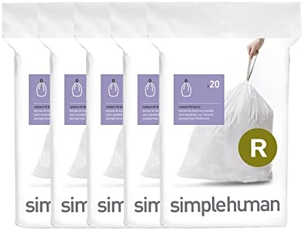 SimpleHuman kôd m Custom Fit Torbe za smeće, 45 litara / 12 galona, ​​bijela, 100 brojeva i