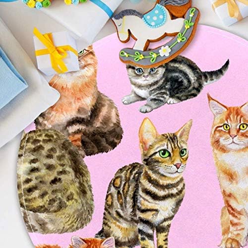 HEOEH slatke mačke Akvarelni uzorak, Neklizajući otirač 15,7 okrugli tepih tepisi tepisi za djecu