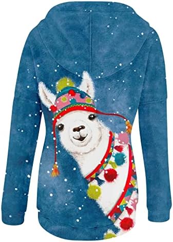 JJHAEVDY ženski Božićni Print Dugi rukav pulover Duks duks sa džepovima